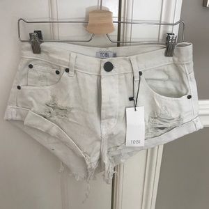Tobi Off-White Denim Shorts